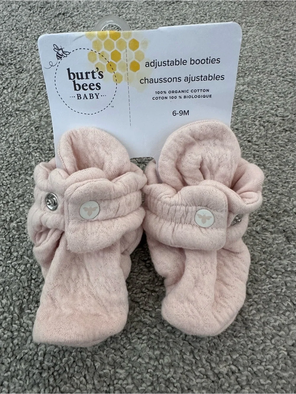 Burt's Bees Baby Pale Pink Adjustable Booties